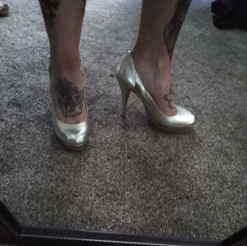 Guess gold heels